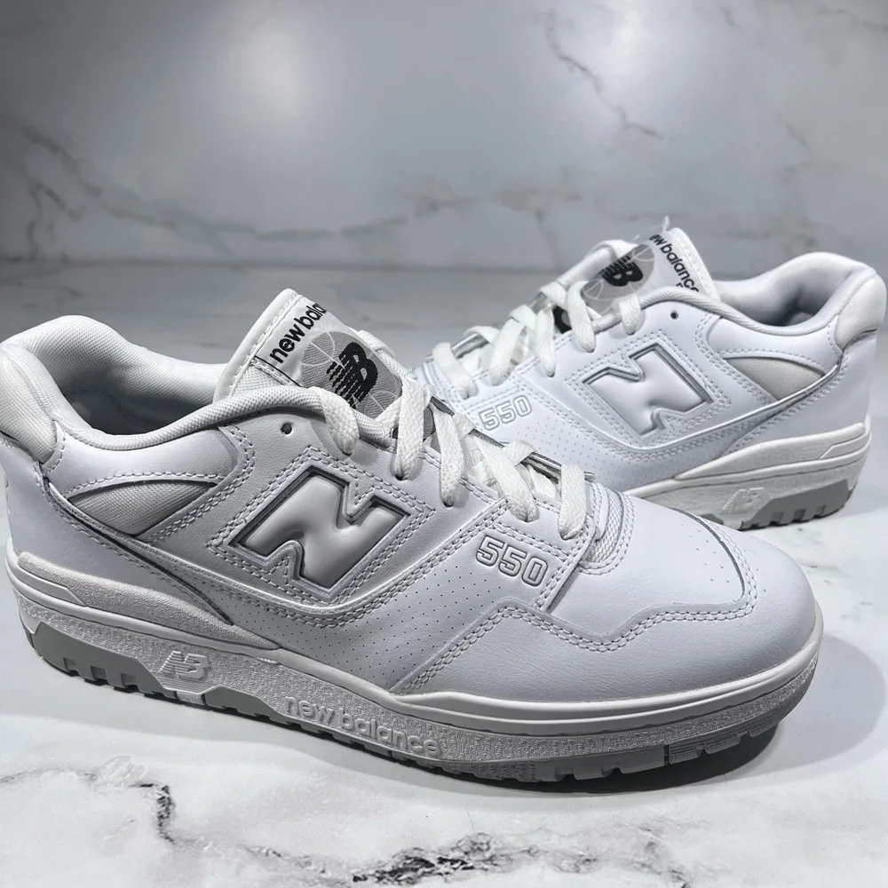 New Balance 550 White Grey Leather Low Sneakers